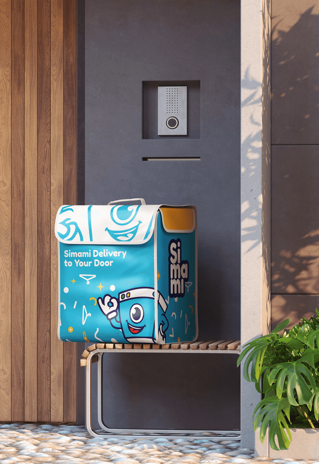 Simami delivery bag on a porch